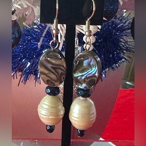 Mother of Pearl, Abalone & Hematite Earrings.